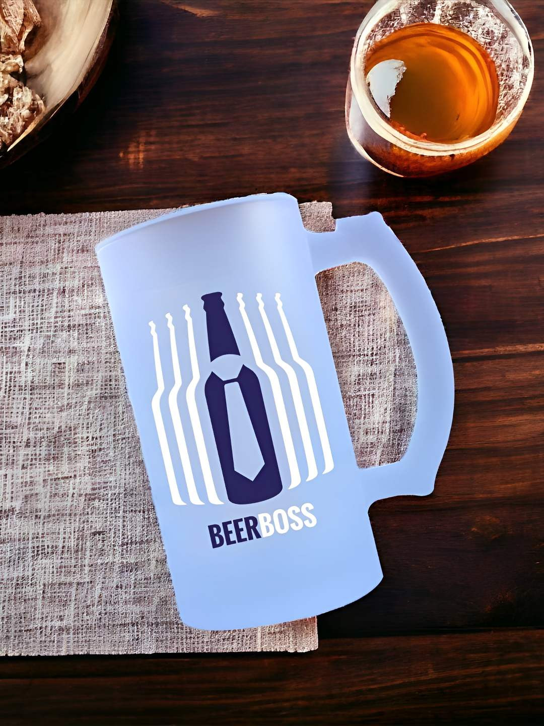 ZINGY GIFTS Blue & White Printed Bar Glass- 500 ML