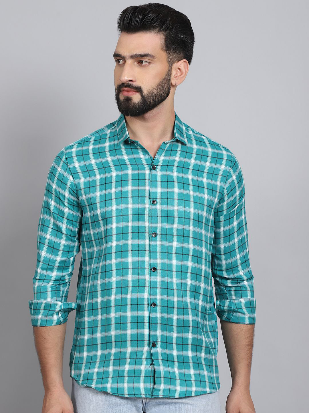 Tanip Men Sheer Checked Casual Shirt