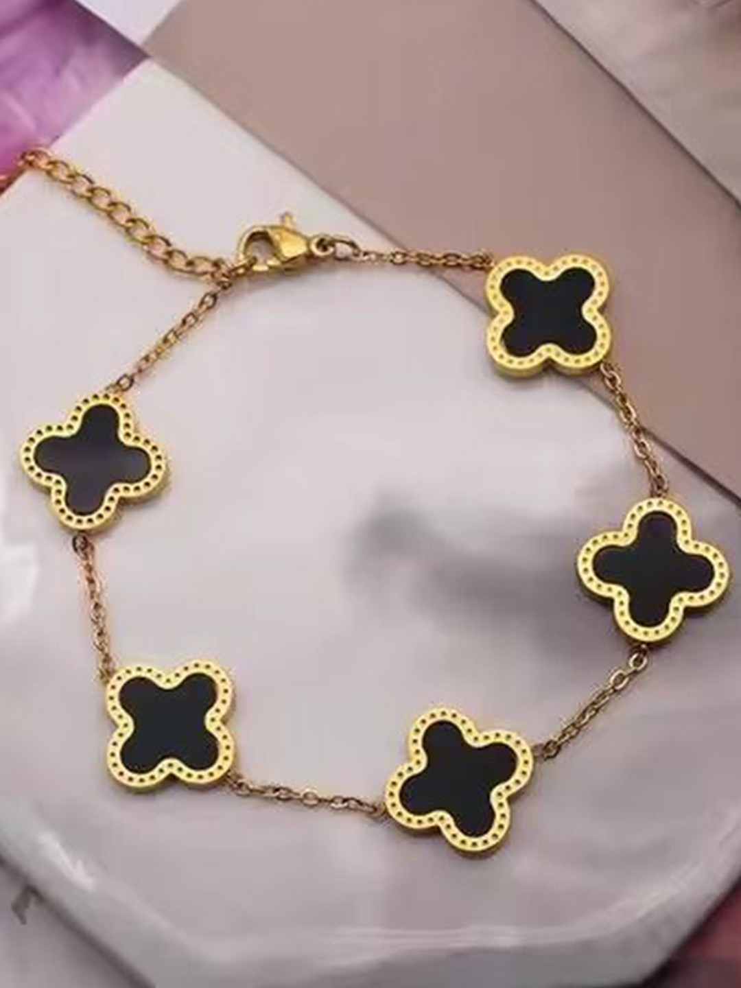 DIVASTRI American Diamond Antique Gold-Plated Wraparound Bracelet