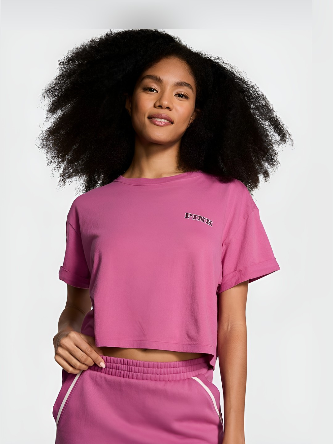 Victoria's Secret PINK Campus Cotton Cropped Tee