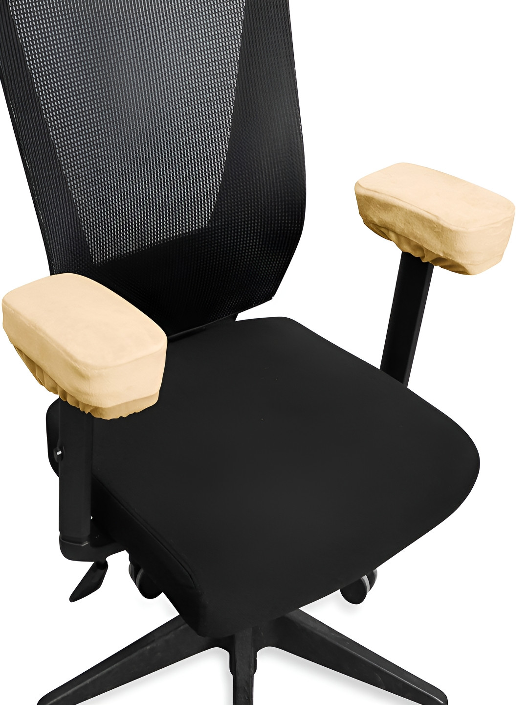 HOKIPO Beige Set Of 2 Chair Arm Cushion Pads