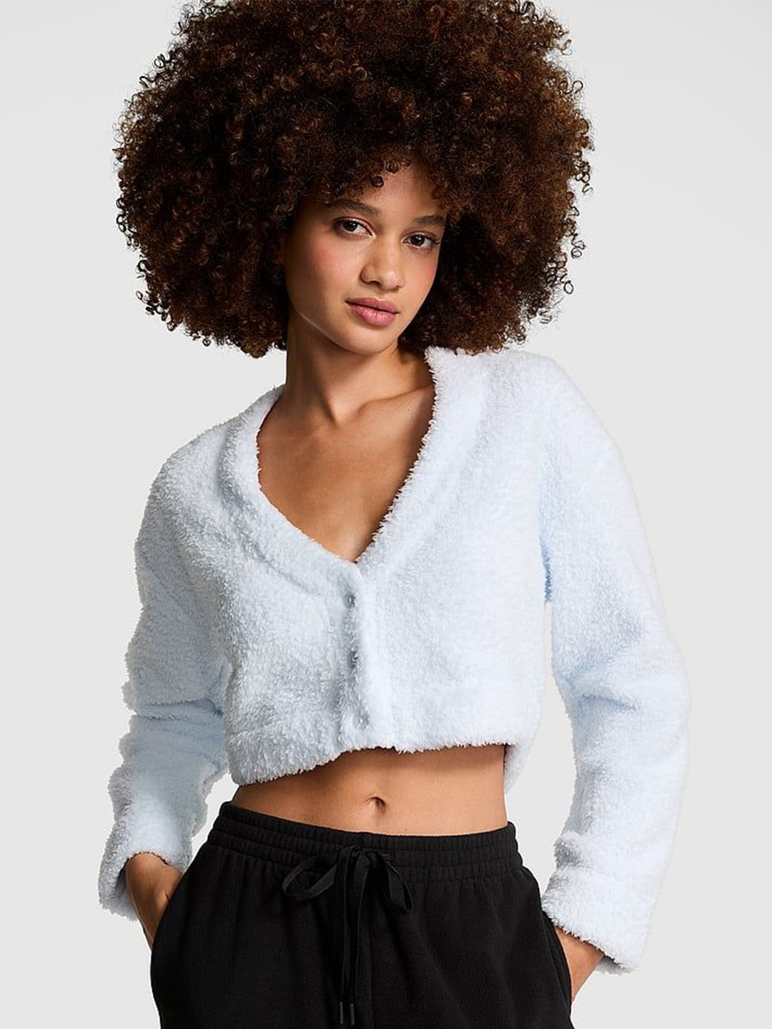 Victoria's Secret PINK Co-ZZZy Fleece Cropped Cardigan