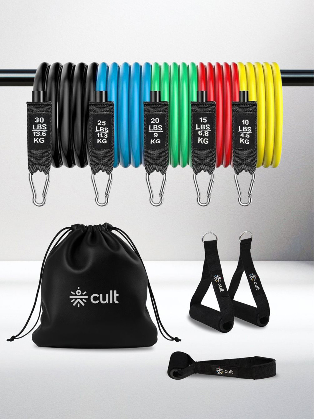 CULT Set of 11 Resistance Band With Door Anchor & Foam Handles