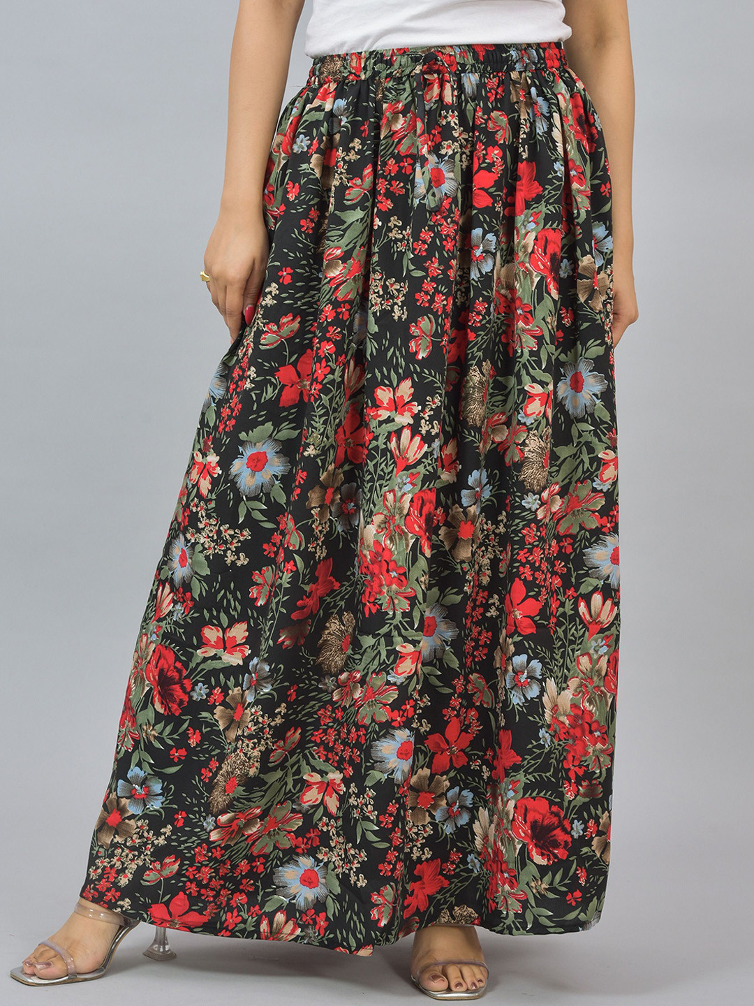 Girly Girls Women Floral Printed Flared Maxi Skirt