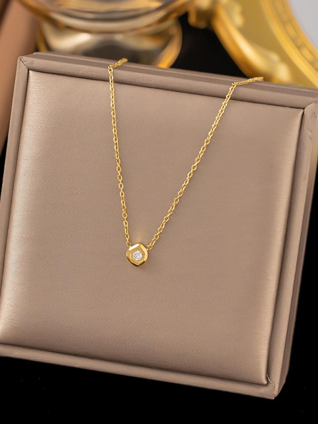 MYKI Gold-Plated Showstopping Stainless Steel Stone Studded Minimal Chain