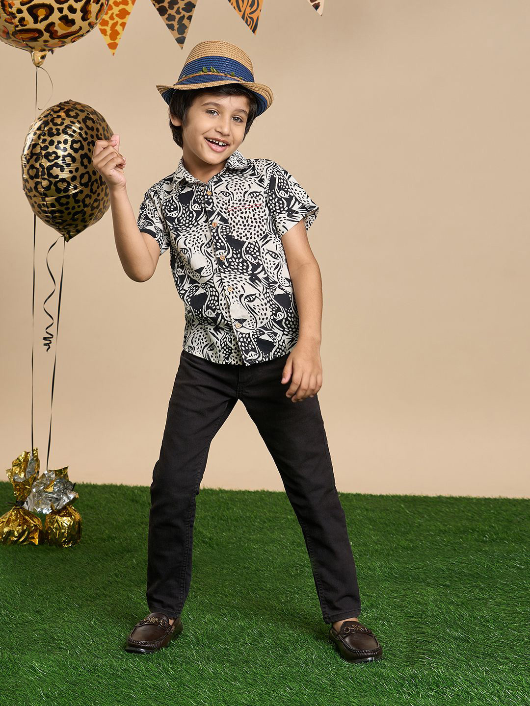 LIL DRAMA Boys Original Animal Opaque Printed Party Shirt
