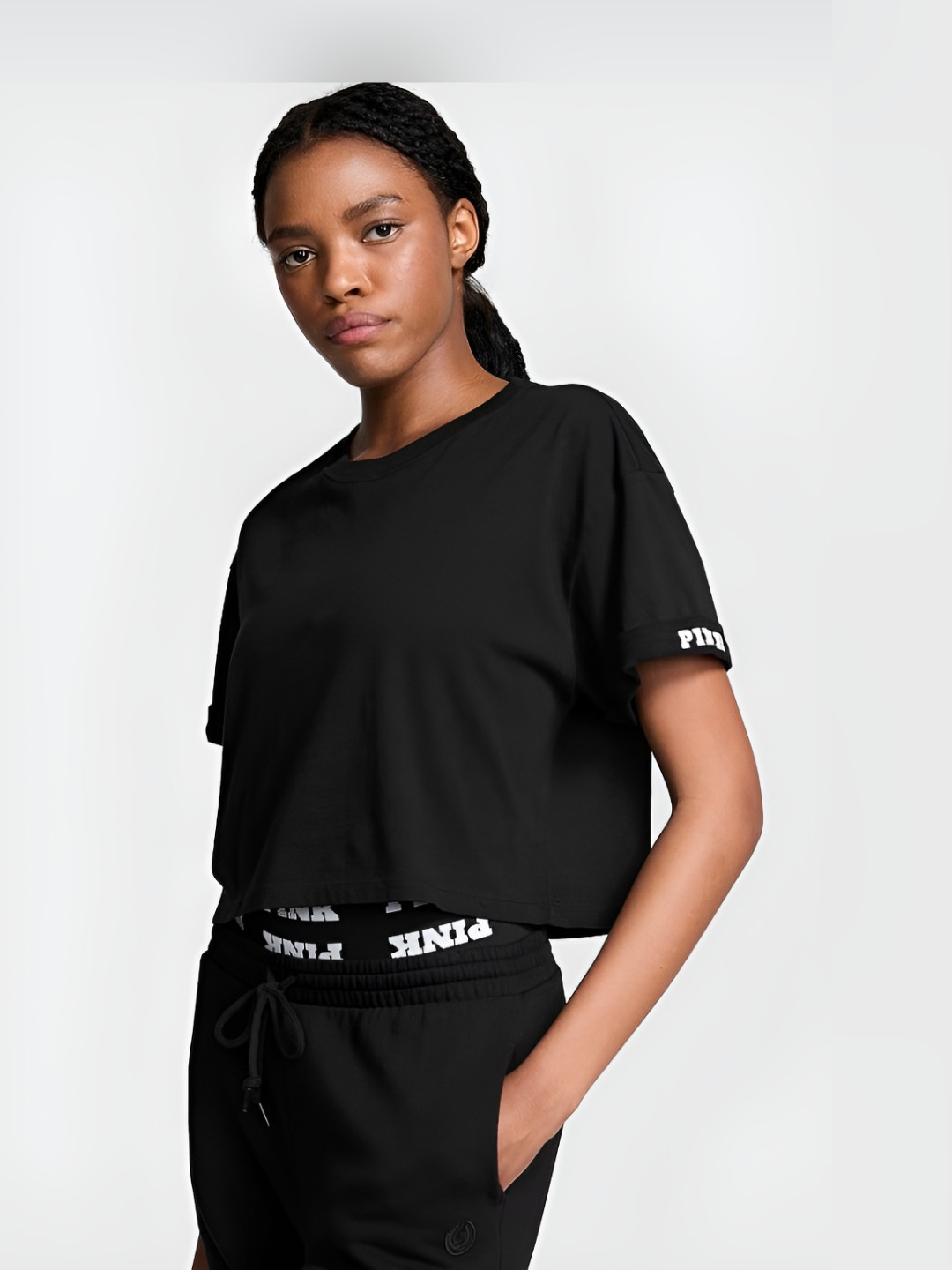 Victoria's Secret PINK Campus Cotton Cropped Tee