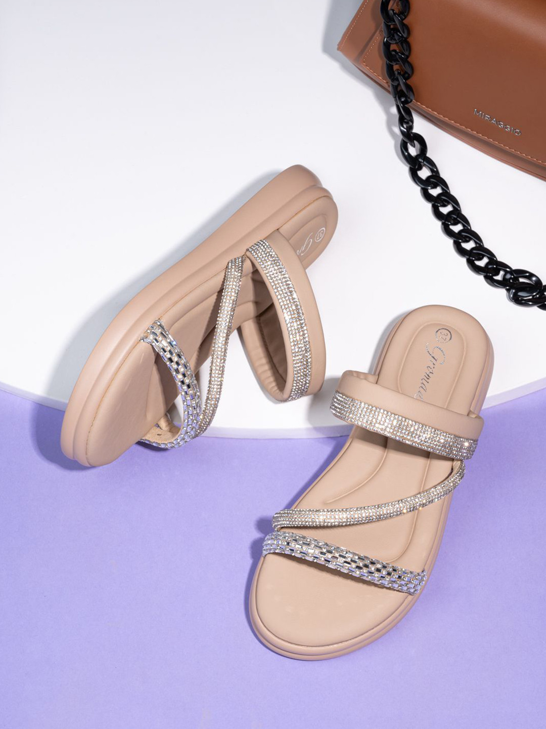 BRISKERS Gromad Ocean Breeze Embellished Open Toe Flats