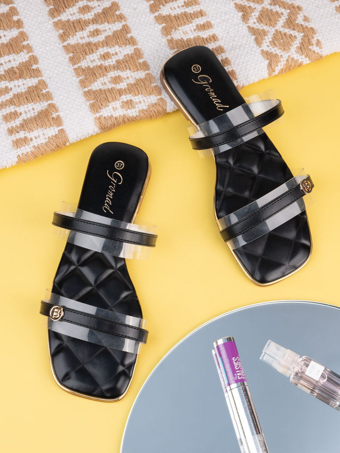 BRISKERS Gromad Classic Charm Textured Open Toe Flats