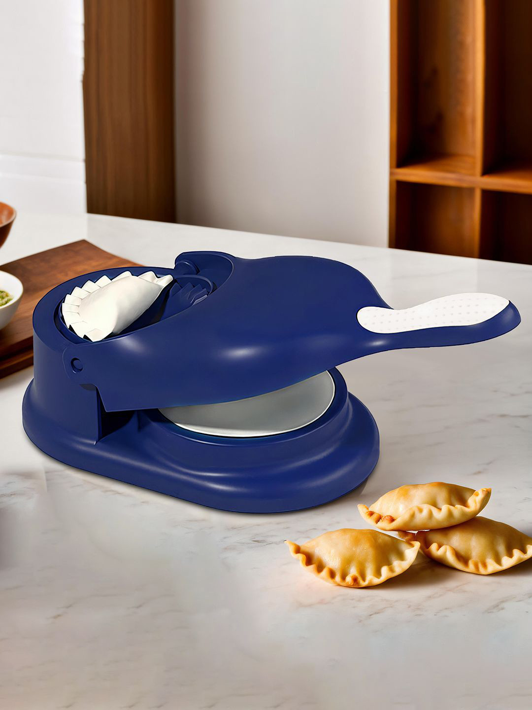 Kuber Industries Blue 2 in 1 Momo & Gujiya Ghughra Dumbling Pressing Machine