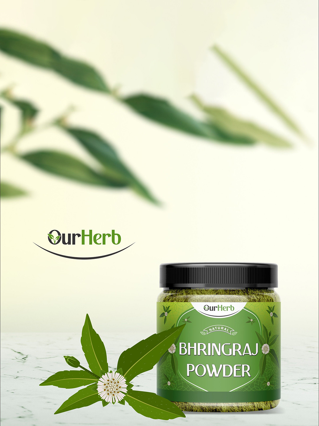 OurHerb Bhringraj Powder For Hair Care With Wooden Spoon - 200 g