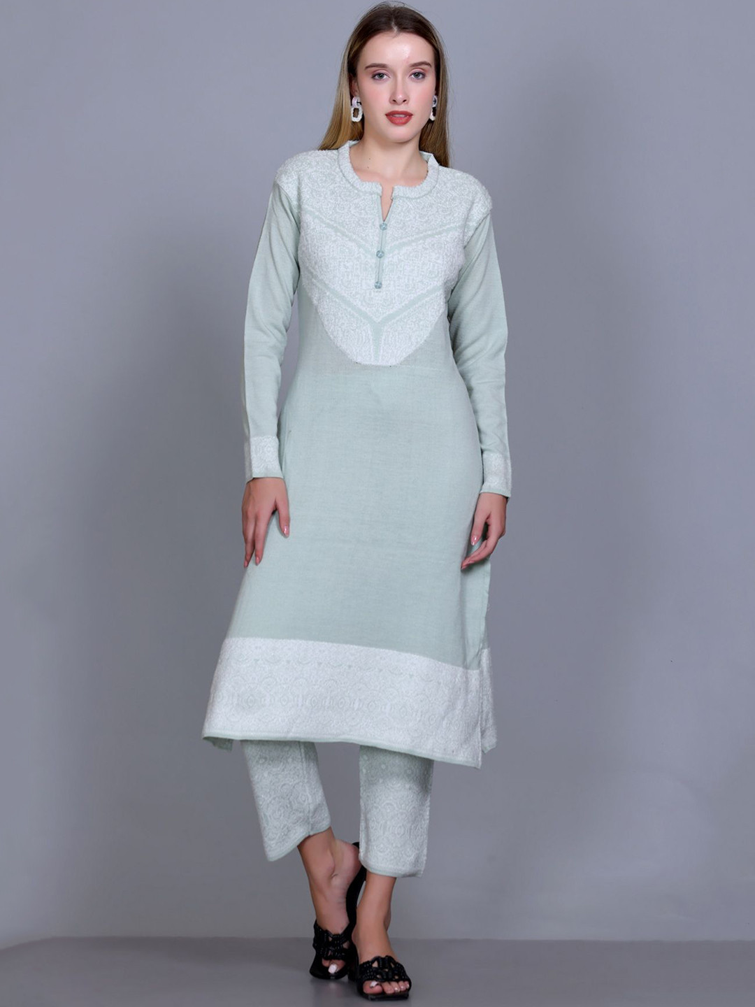 MONTREX Abstract Thread Work Kurta with Trouser & Dupatta