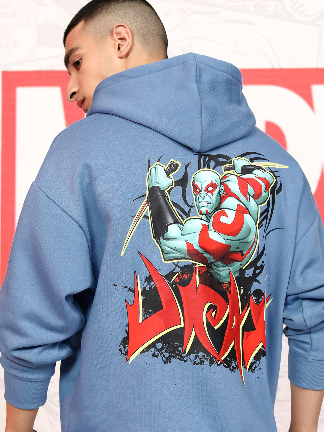 HIGHLANDER Marvel Men Guardians of the Galaxy Drop Shoulder Oversized Hooded Sweatshirt