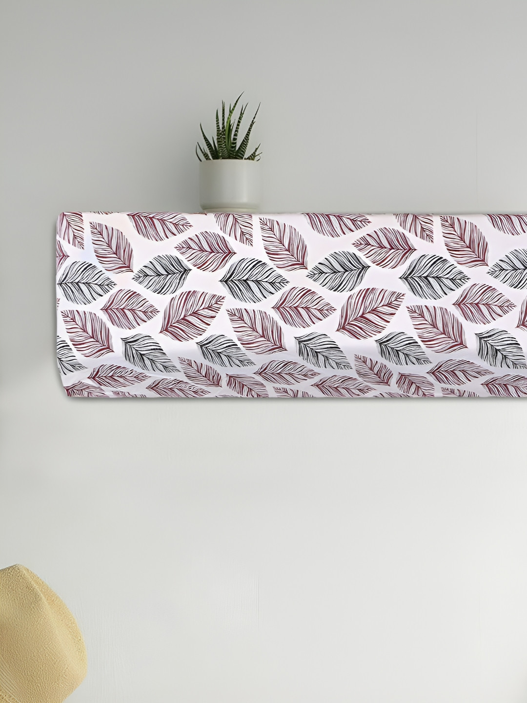 Dakshya Industries White & Maroon Printed Air Conditioner Cover
