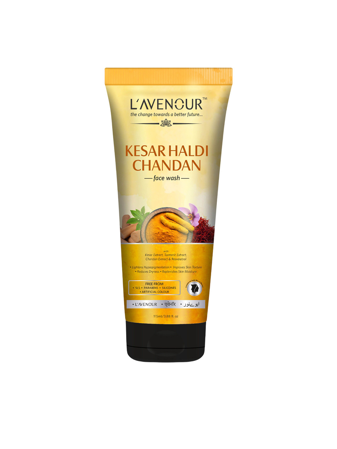 L'AVENOUR Kesar Haldi Chandan Face Wash Lighten Hyperpigmentation - 115 ml