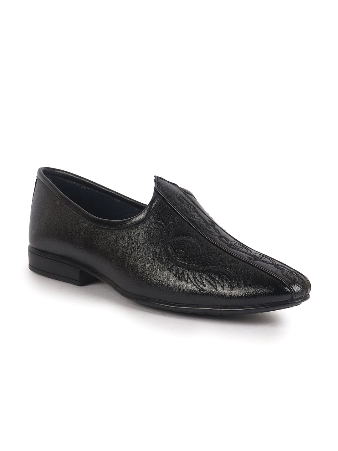 FAUSTO Men Woven Design Embroidery Traditional Slip On Mojaris