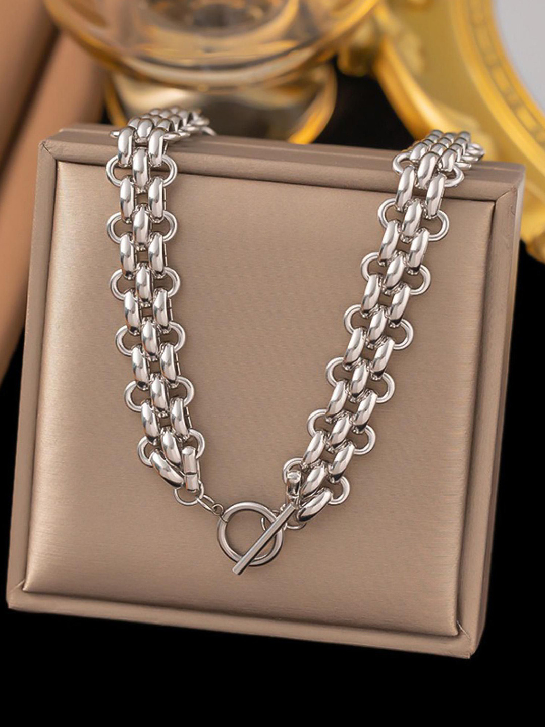 MYKI Silver-Plated Telegenic Stainless Steel Minimal Chain