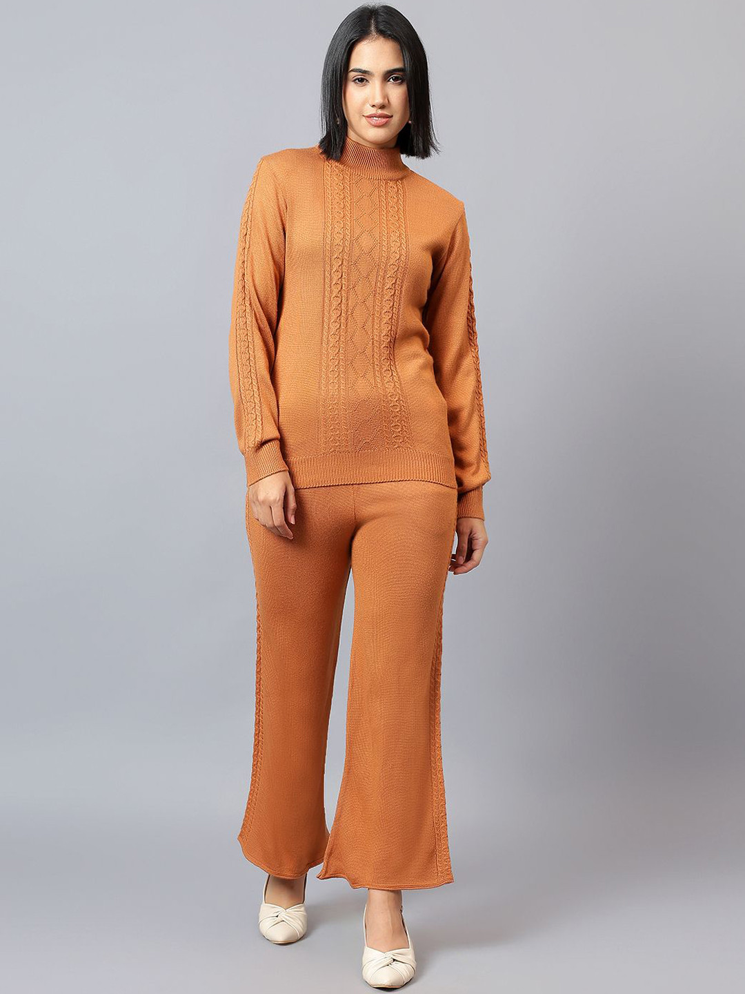 Cantabil High Neck Self-Designed Sweater & Trousers
