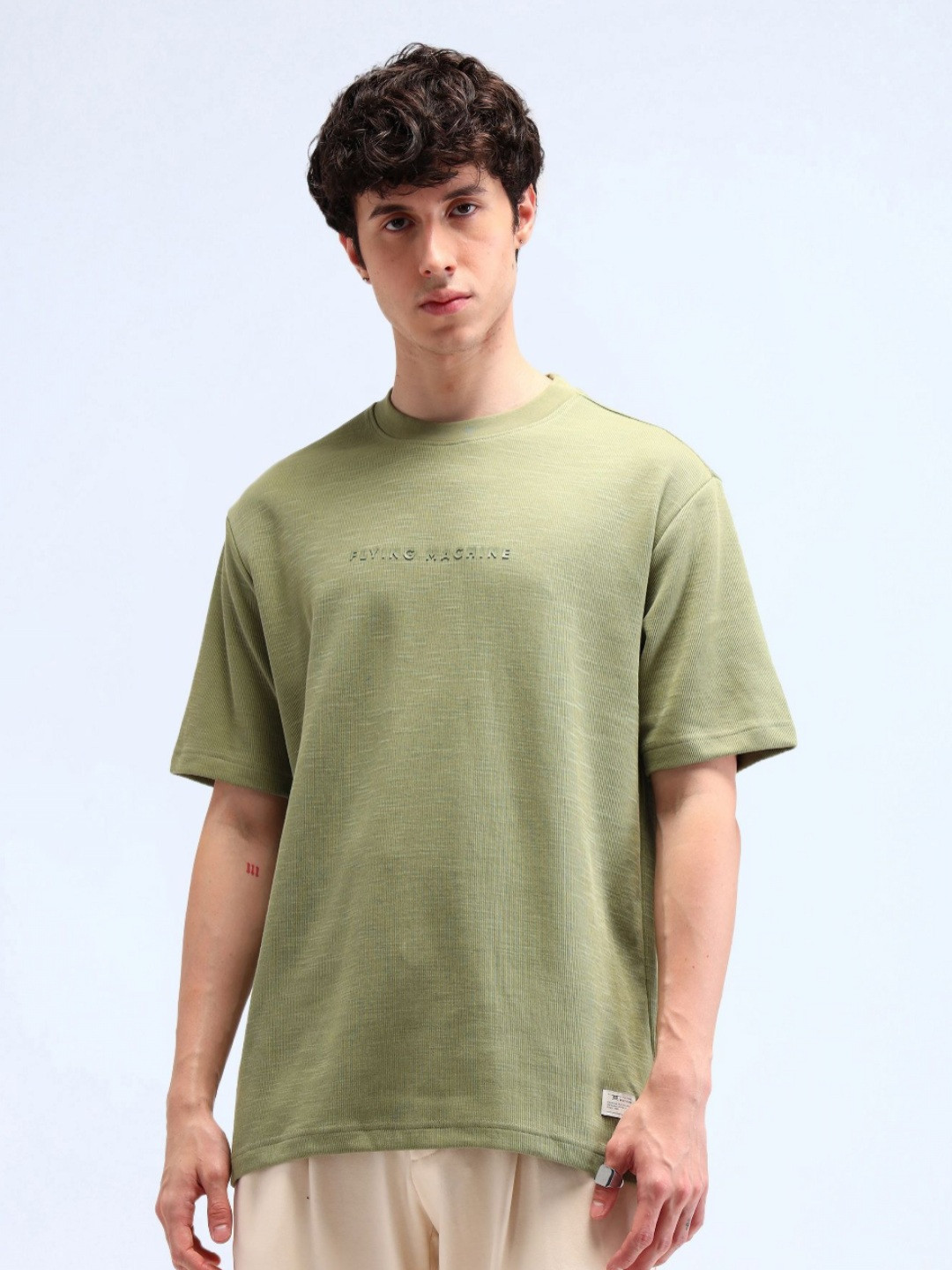 Flying Machine Men Brand Logo Relaxed Fit T-shirt