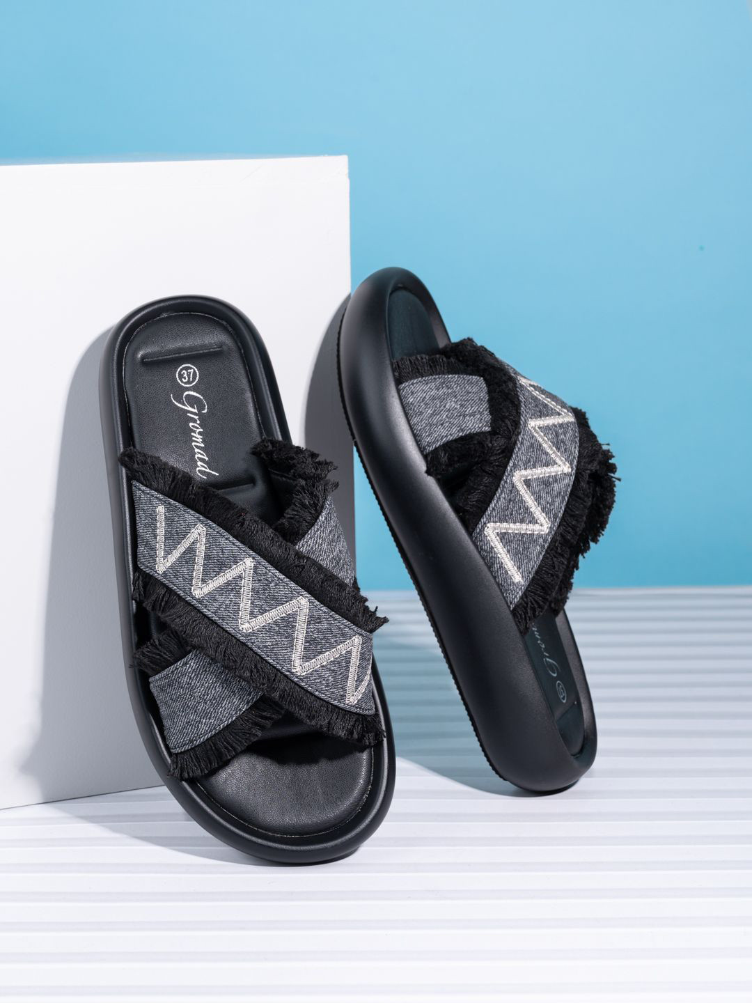 BRISKERS Gromad Ocean Breeze Printed Open Toe Flats