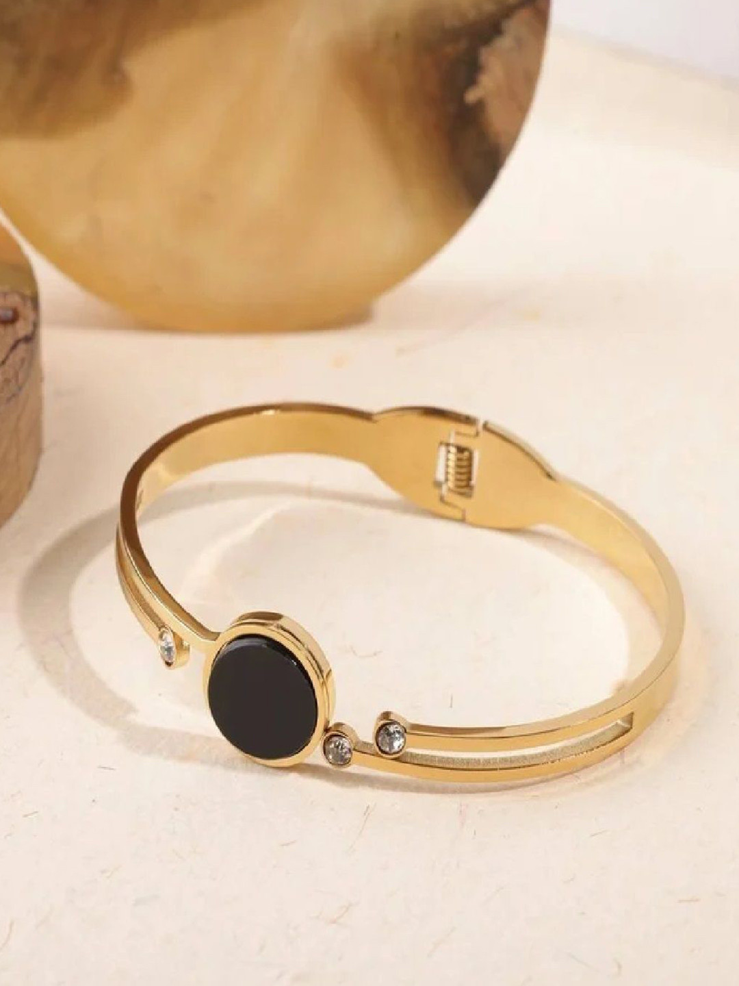 RUHI COLLECTION Unisex Hand Painted Gold-Plated Cuff Bracelet