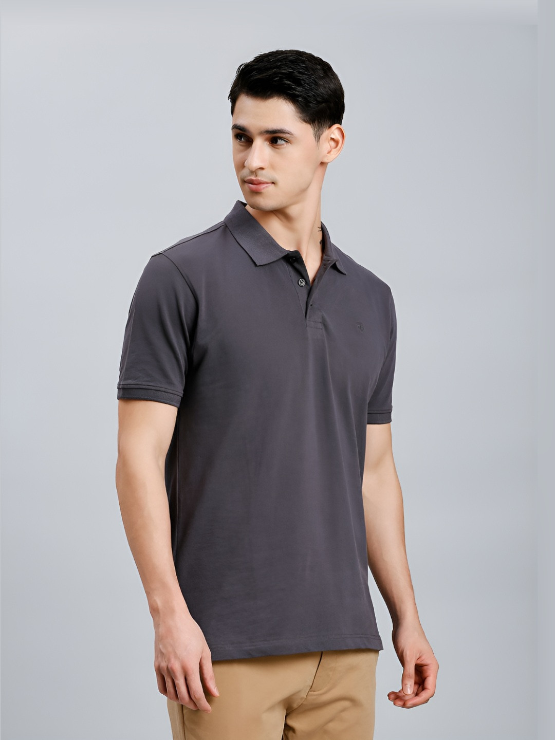 Reid & Taylor Men Dyed Polo Collar Pockets Slim Fit T-shirt