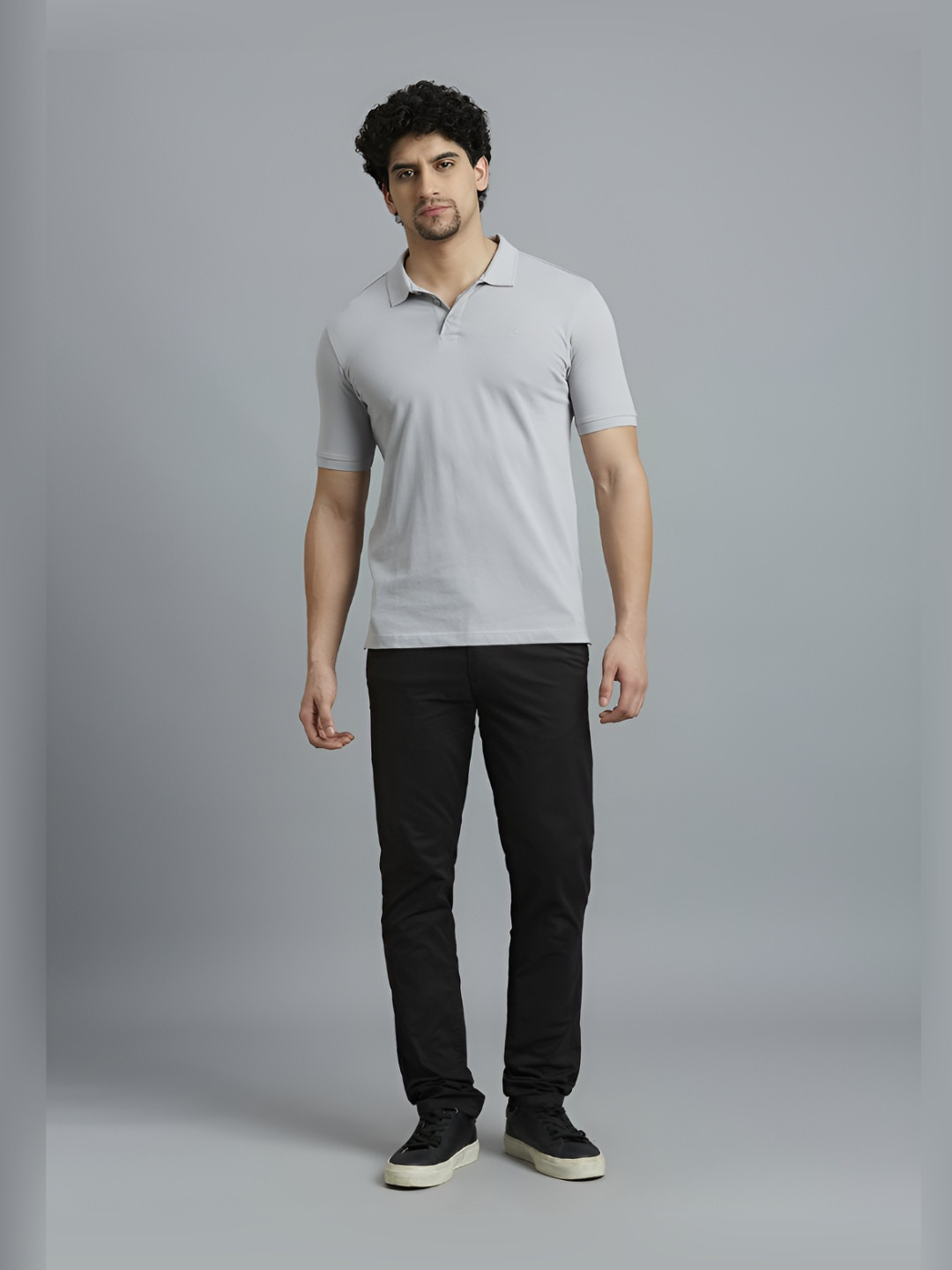 Reid & Taylor Men Dyed Polo Collar Pockets Slim Fit T-shirt