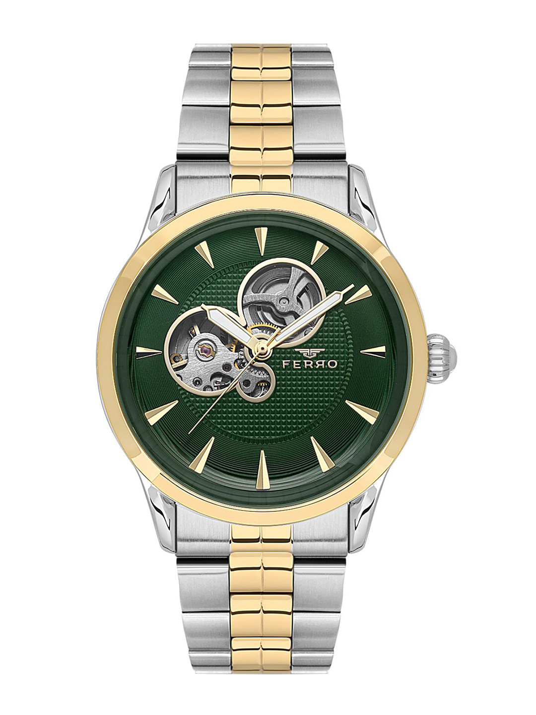 Ferro Men Brass Dial & Stainless Steel Bracelet Style Straps Analogue Watch F31457A-D6