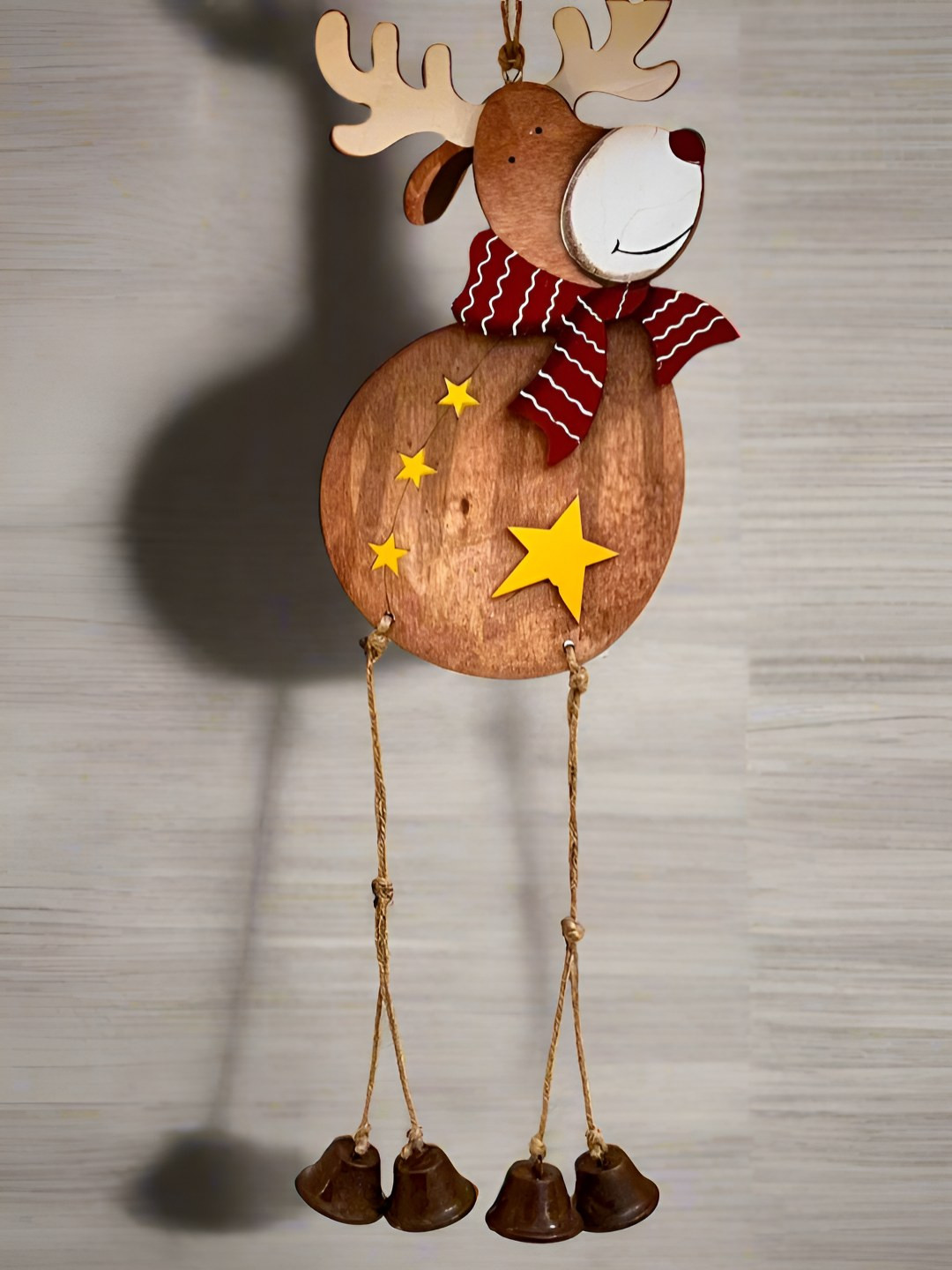 Timaya's Decor Reindeer Windchime Brown Wood Natural Living Room Large Showpiece - 16 Inches