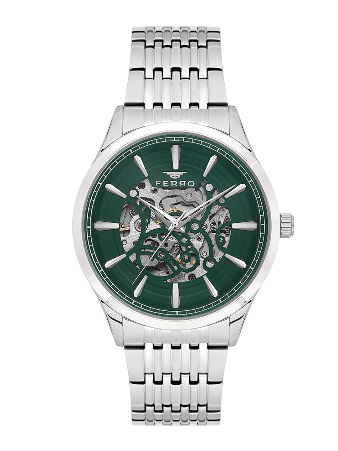 Ferro Men Brass Dial & Stainless Steel Bracelet Style Straps Analogue Watch FM31440A-A6
