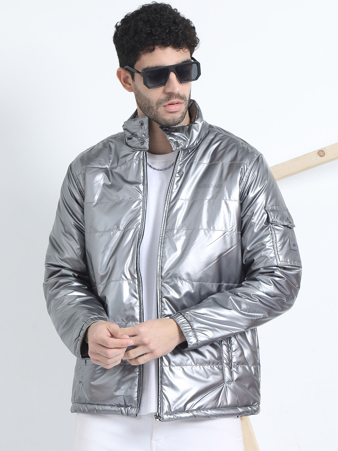 RIGS AND RAGS Men Camouflage Checked Outdoor Puffer Jacket