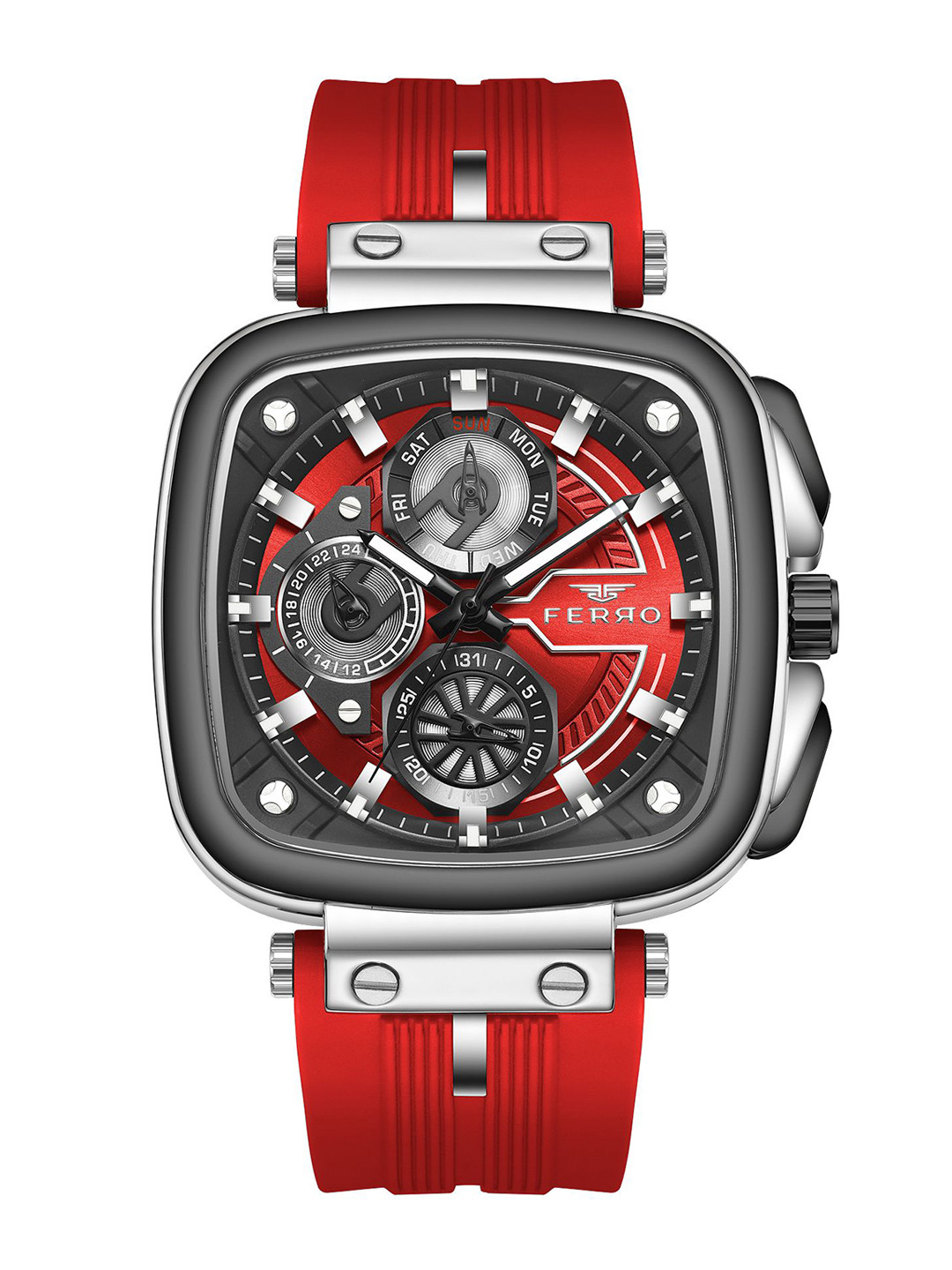 Ferro Men Brass Dial & Straps Analogue Multi Function Watch FM11352D-J8