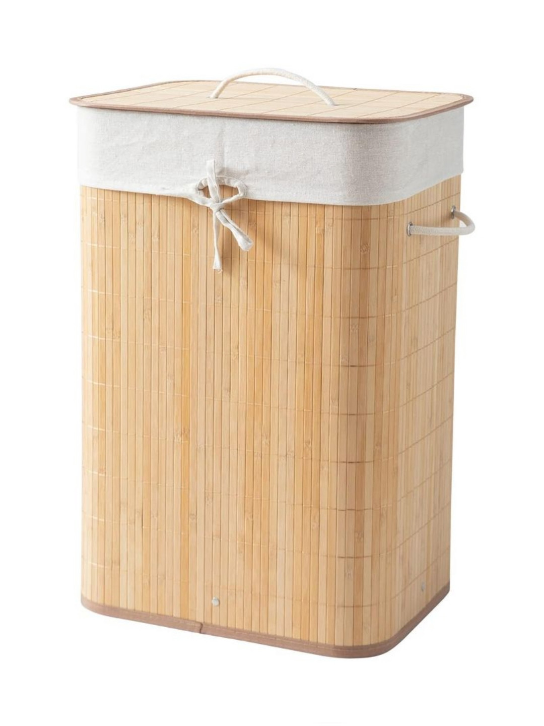 HOKIPO Brown Bamboo Laundry Bag with Lid
