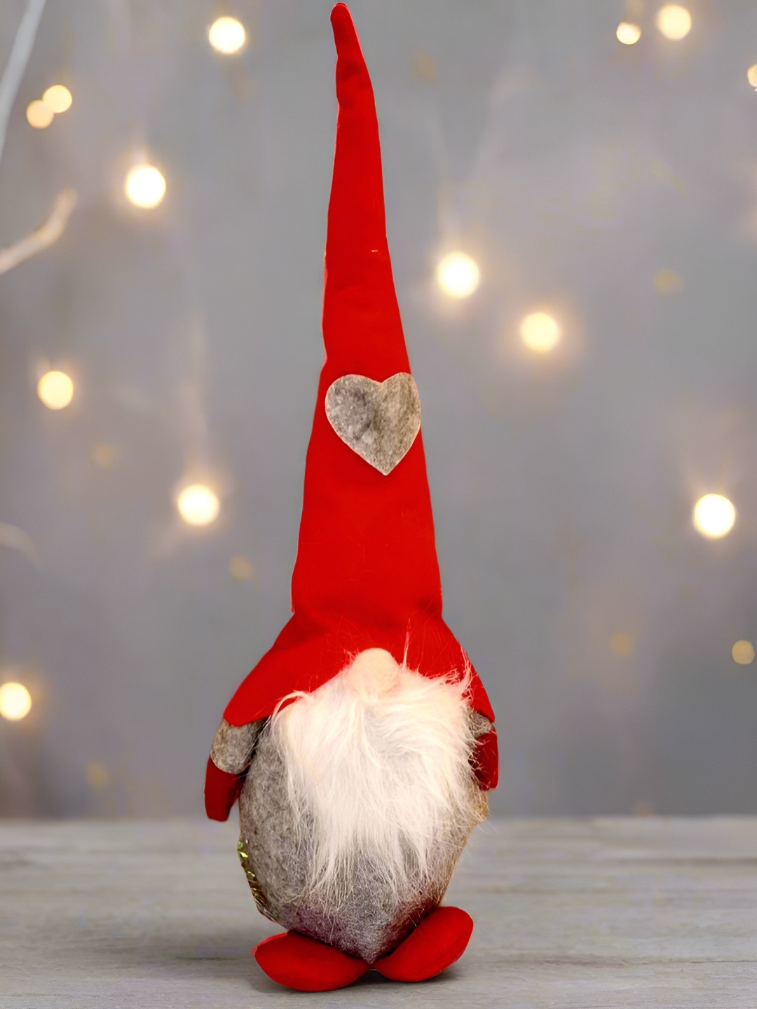 Timaya's Decor Gnome Soft Toy Red Fabric Glossy Living Room Medium Showpiece - 13 Inches