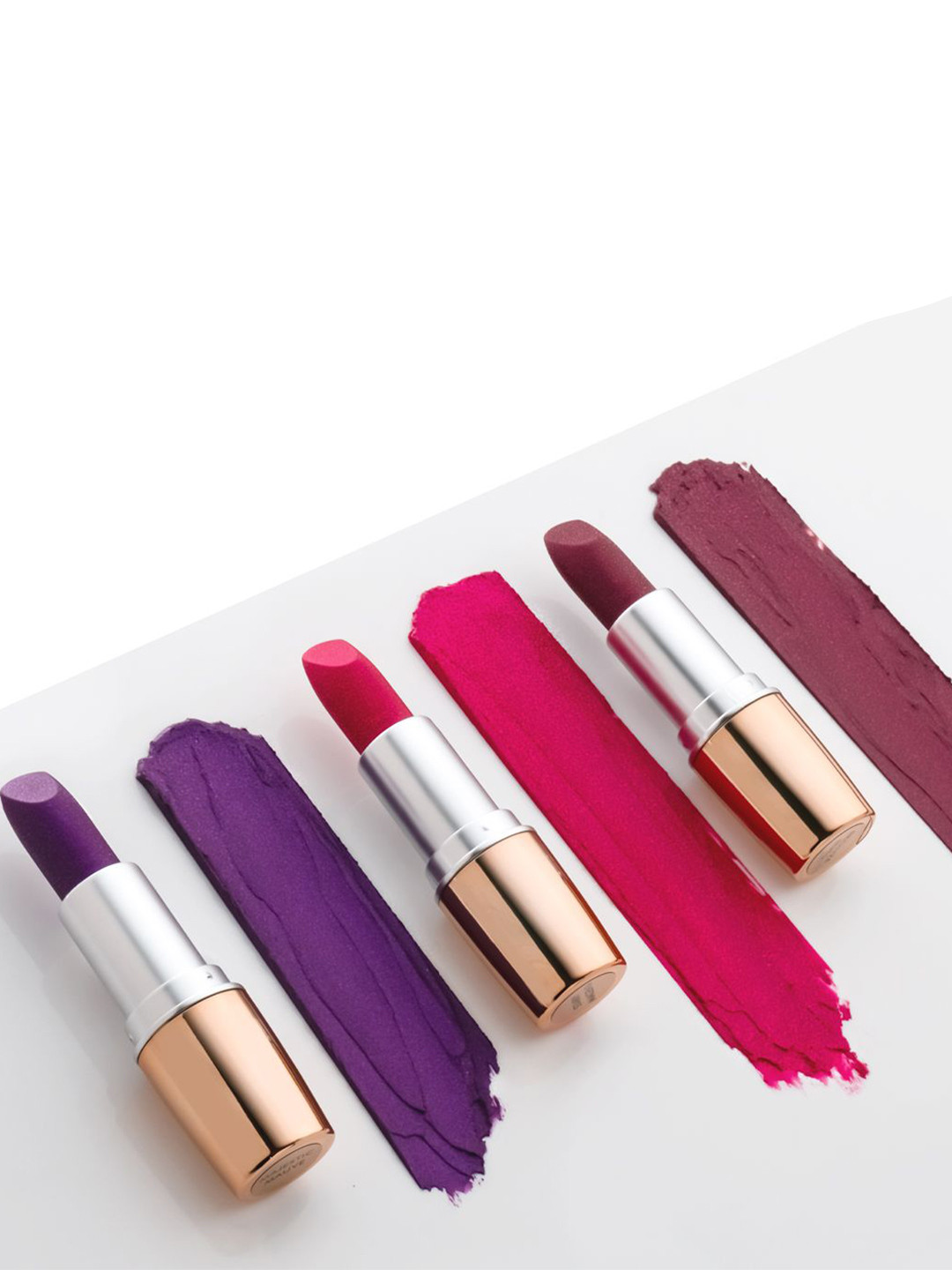 Gleva Set Of 3 Metallic Finish Intense Color Long Lasting Bullet Lipstick - 4 g