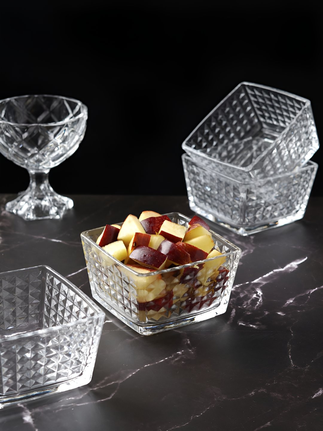 ceradeco Transparent 2024 4 Pieces Glass Dishwasher and Microwave Safe Serving Bowl