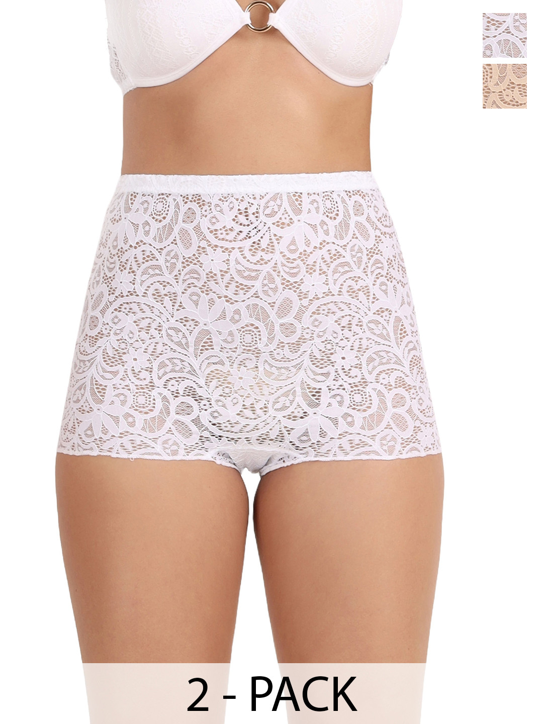 SELFCARE Pack of 2 High Waist Net Boyshorts Briefs SN3313