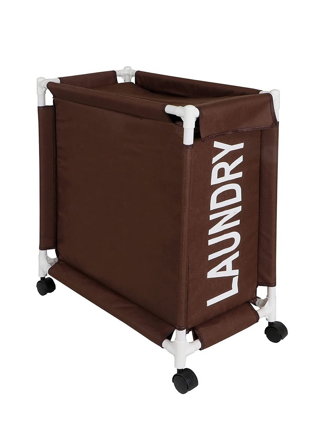 HOKIPO Brown & White Printed Laundry Basket With Lid Cover