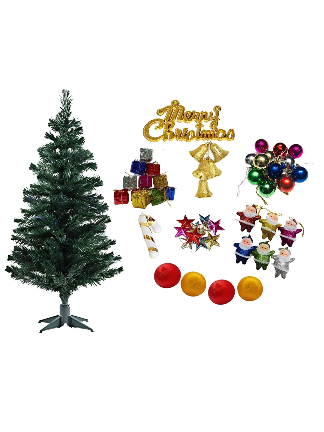 CraftVatika Green Christmas Tree With 50-Pcs Decoration Ornaments
