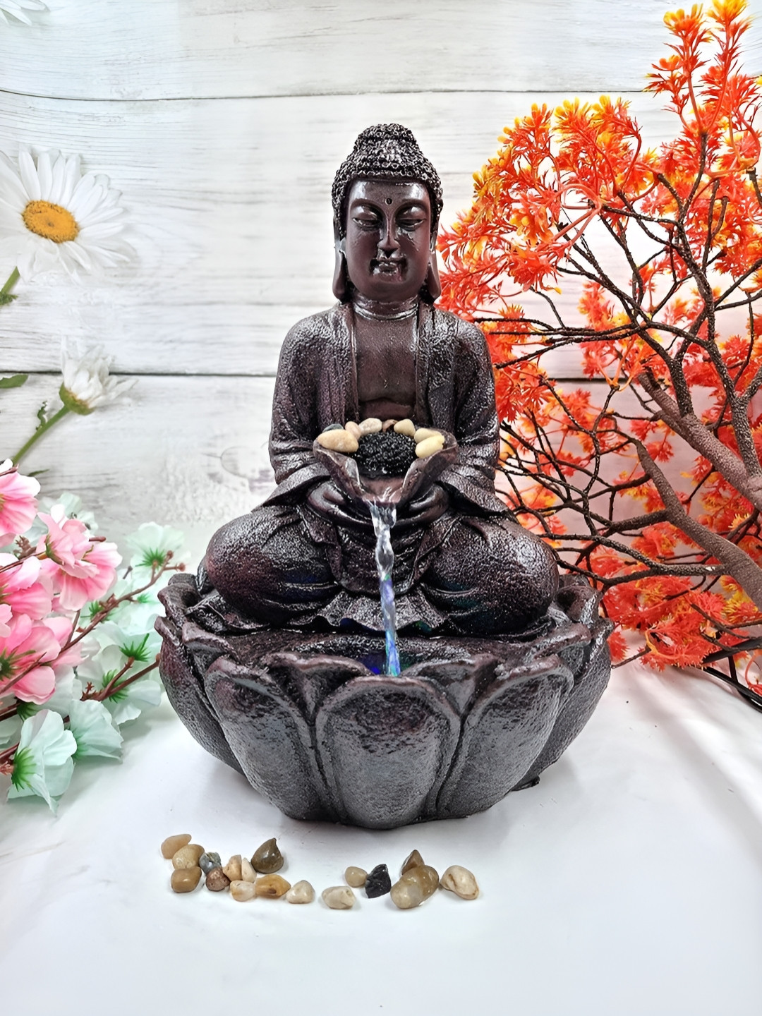 EXPLEASIA Brown Lotus Buddha Water Fountains