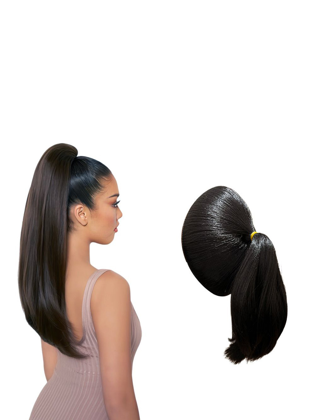 D-Divine Ball Head Wig Wrapped With Grapefruit Peel Flower Hair Extension - 35 cm - Brown