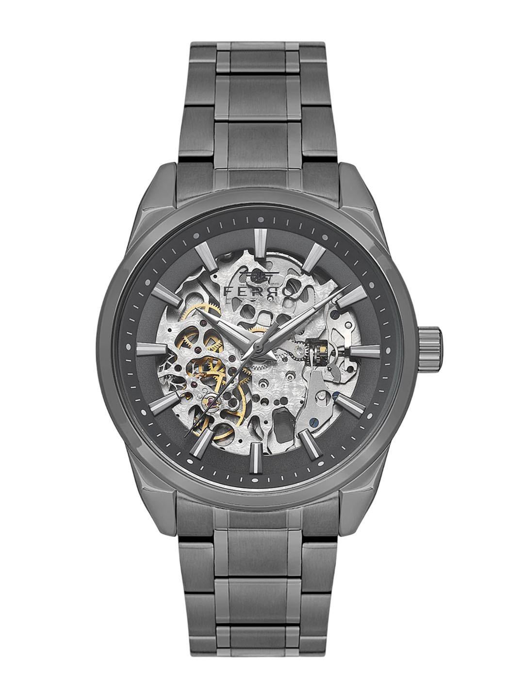 Ferro Men Brass Dial & Stainless Steel Bracelet Style Straps Analogue Watch FM40106A-V