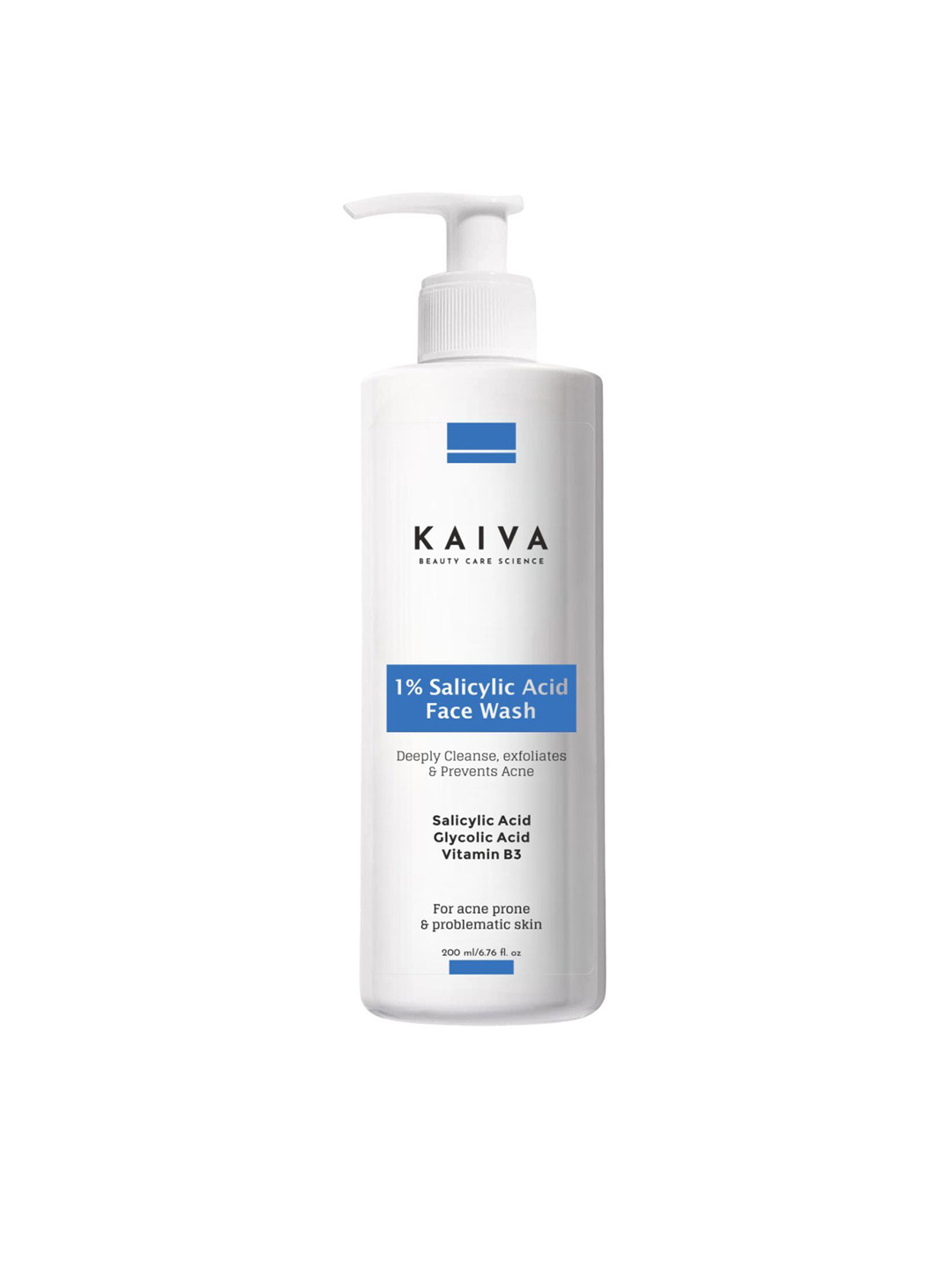 KAIVA 1% Salicylic Acid Face Wash with Glycolic Acid & Niacinamide - 200 ml