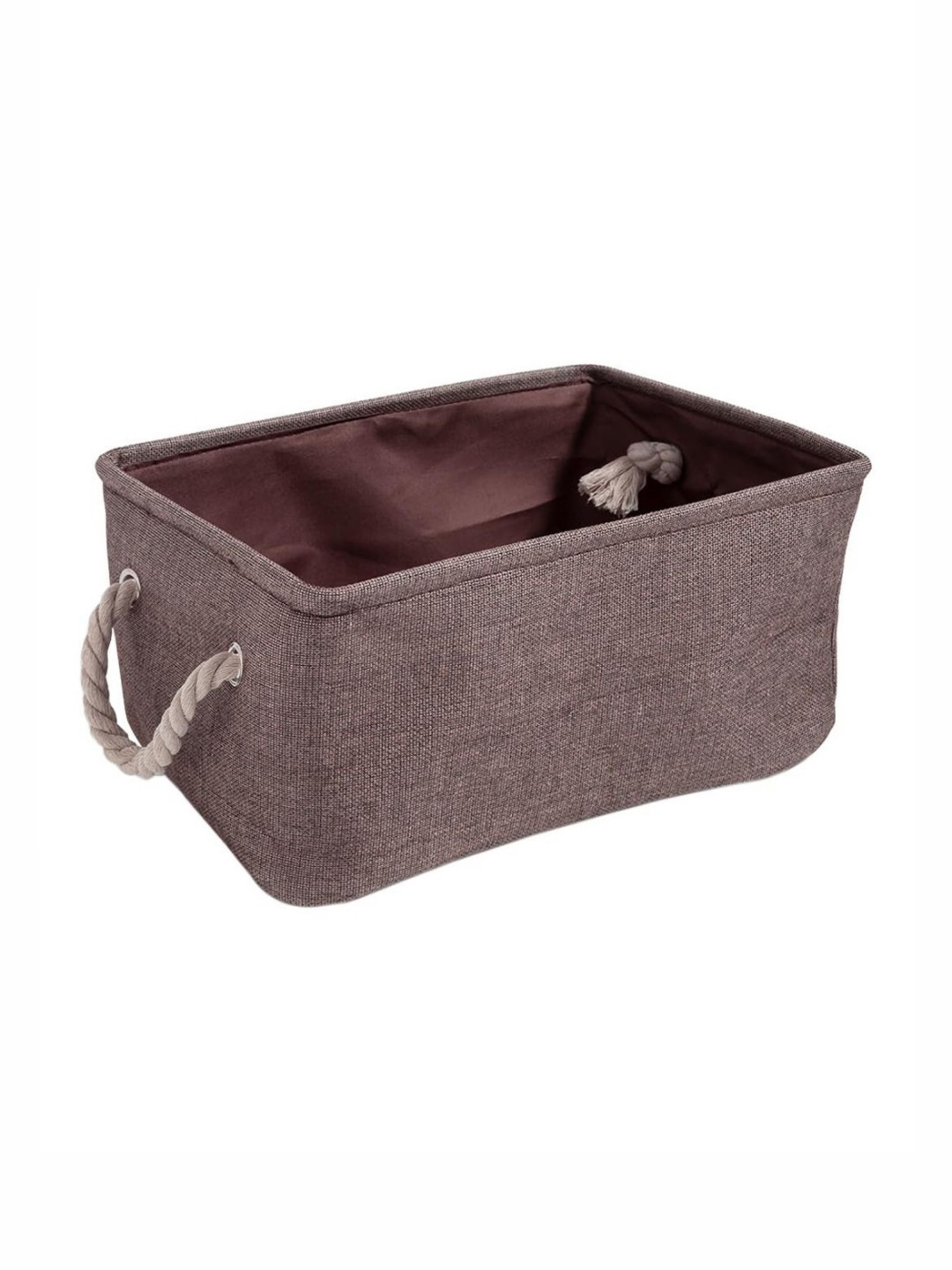 HOKIPO Brown Jute Foldable Storage Organizer With Handles