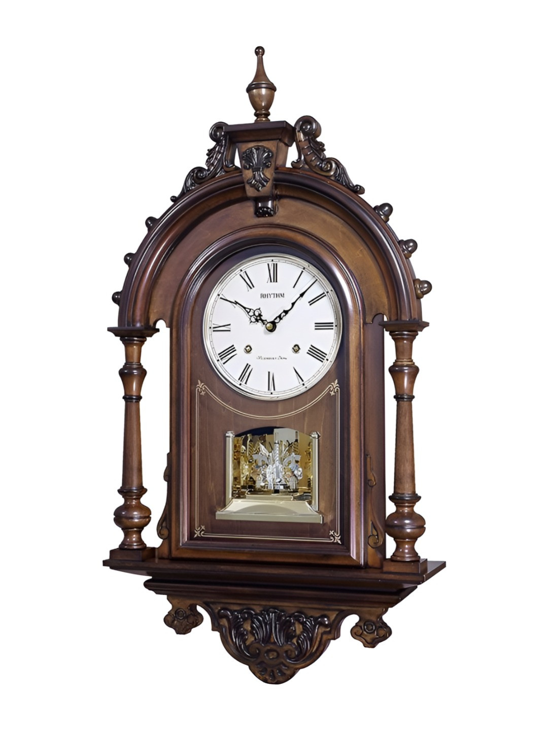 Rhythm Brown & White Traditional Wall Clock