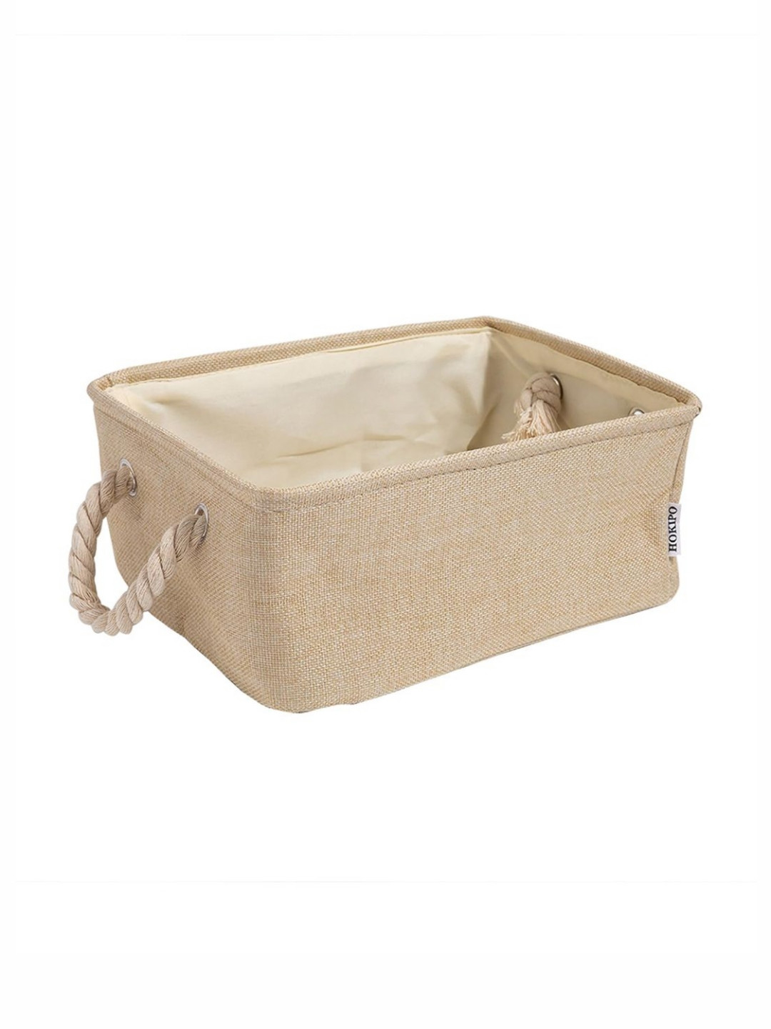 HOKIPO Beige Jute Eco-Friendly Multi-Utility Foldable Storage Bin Organizers