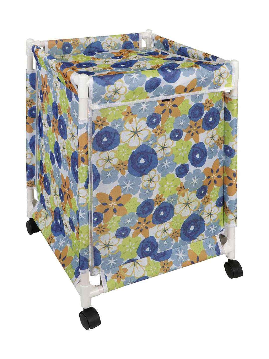 HOKIPO White & Blue Printed Foldable Laundry Bag with Wheels