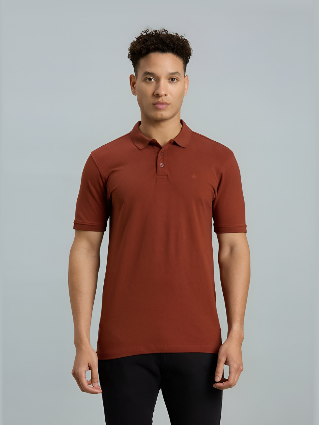 Reid & Taylor Men Dyed Polo Collar Slim Fit T-shirt