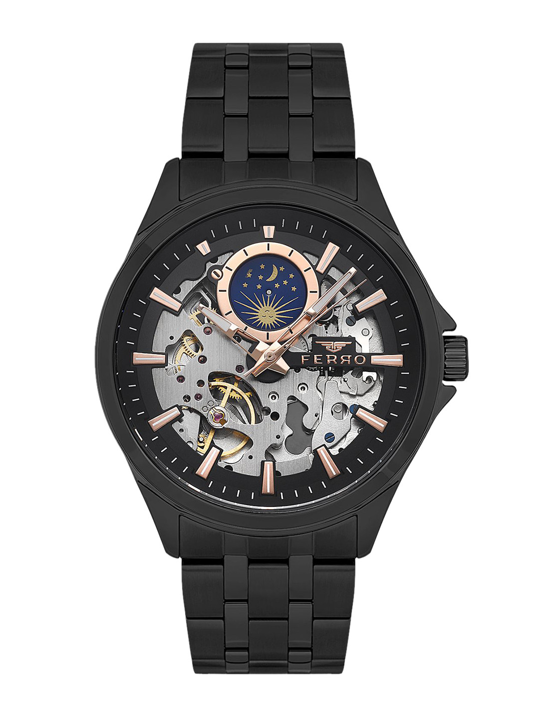 Ferro Men Brass Dial & Stainless Steel Bracelet Style Straps Analogue Watch FM40111A-G