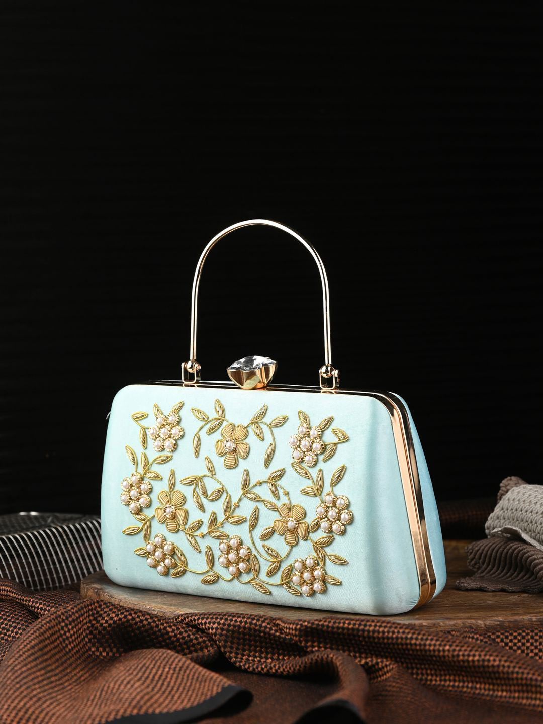 Toobacraft Embroidered Box Clutch
